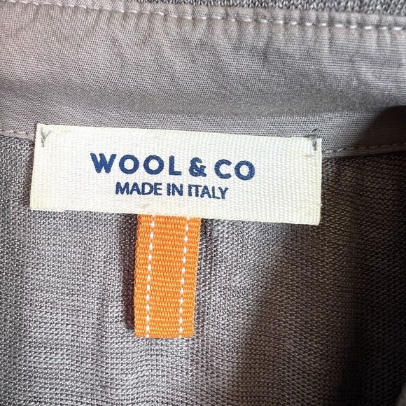 Wool & Co Mens Gray Linen Polo Short Sleeve Shirt Size M Made In Italy - Picture 5 of 9